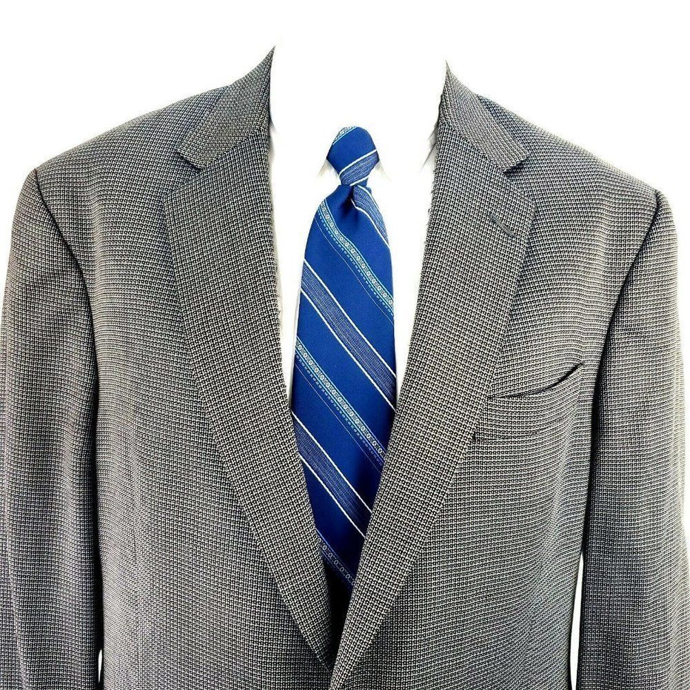Hart Schaffner Marx 44L 2 Button Check Blue Brown